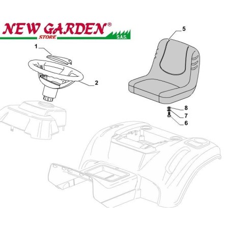 Esploso sedile e volante 84cm XDC135HD trattorino rasaerba CASTELGARDEN 2002-13 | NewgardenParts.com