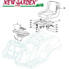 Esploso sedile e volante trattorino rasaerba 98cm XD140 CASTELGARDEN ricambi | NewgardenParts.com