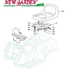 Esploso sedile e volante trattorino rasaerba 98cm XD150 CASTELGARDEN ricambi | NewgardenParts.com