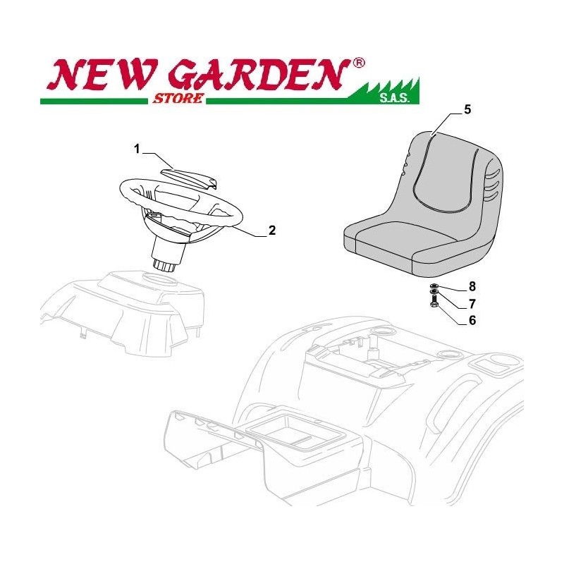 Esploso sedile e volante trattorino SD108 XDL190HD CASTELGARDEN 2002-13