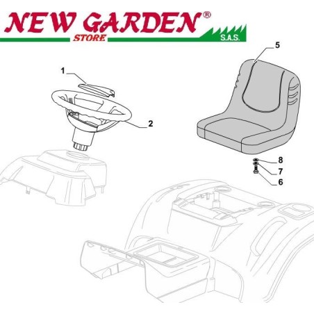 Esploso sedile e volante trattorino SD108 XDL190HD CASTELGARDEN 2002-13 | NewgardenParts.com