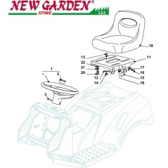 Esploso Sedile volante 102cm PT140 trattorino rasaerba CASTELGARDEN ricambi | NewgardenParts.com