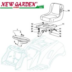 Esploso Sedile volante 102cm PT190HD trattorino rasaerba CASTELGARDEN ricambi | NewgardenParts.com