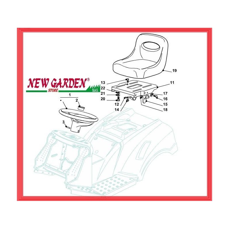 Exploded view steering wheel seat 92cm TC 13 5/92 B lawn tractor CASTELGARDEN GGP STIGA