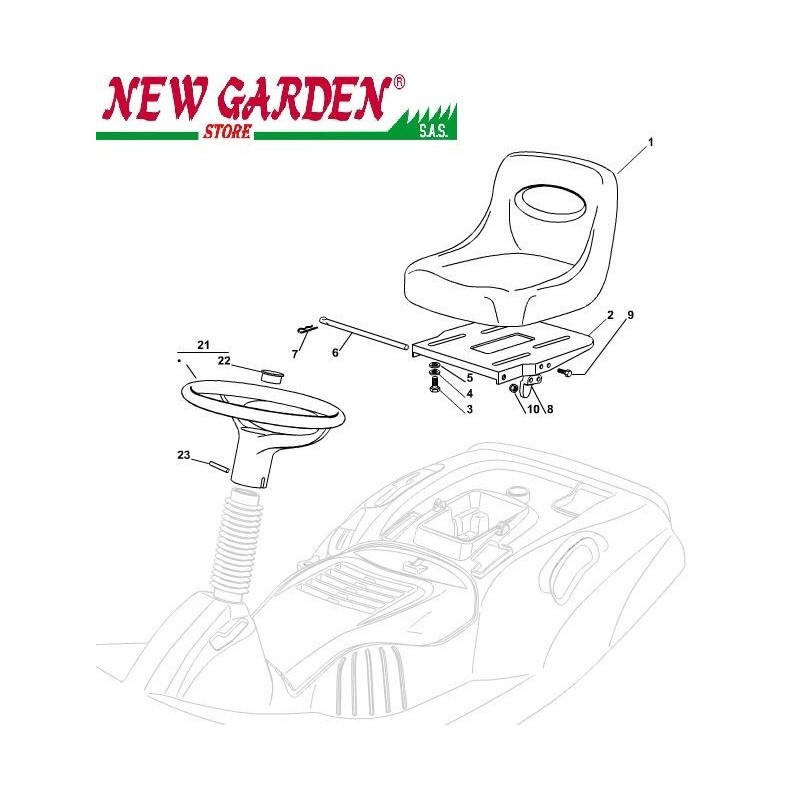 Exploded view steering wheel seat lawn tractor EL63 PE60VD CASTELGARDEN 2012-13