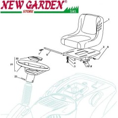 Exploded view steering wheel seat lawn tractor EL63 XE70VD CASTELGARDEN spare parts