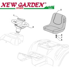 Exploded view tractor steering wheel seat SD98 XD130 CASTELGARDEN 2002-13 spare parts