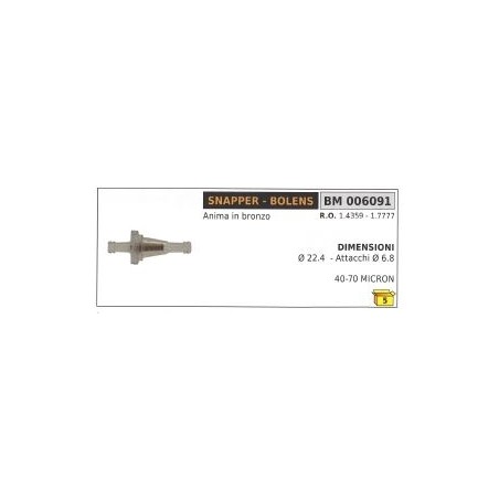 Anima bronzo SNAPPER Ø 22,4mm Ø attacchi 6,8mm 40-70 MICRON trattorino rasaerba | NewgardenParts.com