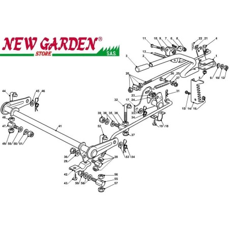 Esploso sollevamento piatt taglio trattorino rasaerba 98cm XD150 CASTELGARDEN | NewgardenParts.com