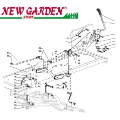 Vue éclatée plateau de coupe relevable84cm XDC135HD tracteur de pelouse CASTELGARDEN