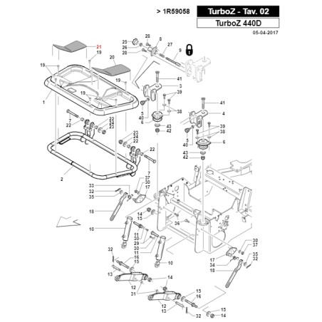 Antiscivolo piede DX trattorino rasaerba ORIGINALE GIANNI FERRARI 00.07.05.0304 | NewgardenParts.com