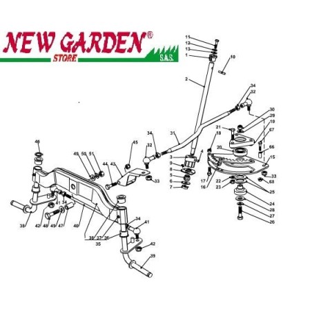 Esploso sterzo 102cm XT140HD trattorino rasaerba CASTELGARDEN 2002-13 ricambi | NewgardenParts.com