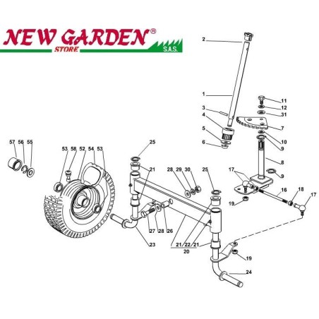 Esploso sterzo 72cm F125H trattorino rasaerba CASTELGARDEN 2002-2013 ricambi | NewgardenParts.com