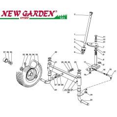 Direction exposée 72cm XF130HD tracteur de pelouse CASTELGARDEN 2002-2013 pièces détachées