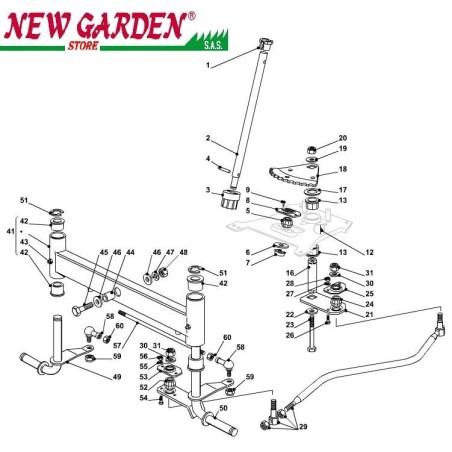 Esploso sterzo 84cm J135H trattorino rasaerba CASTELGARDEN 2002-13 ricambi | NewgardenParts.com