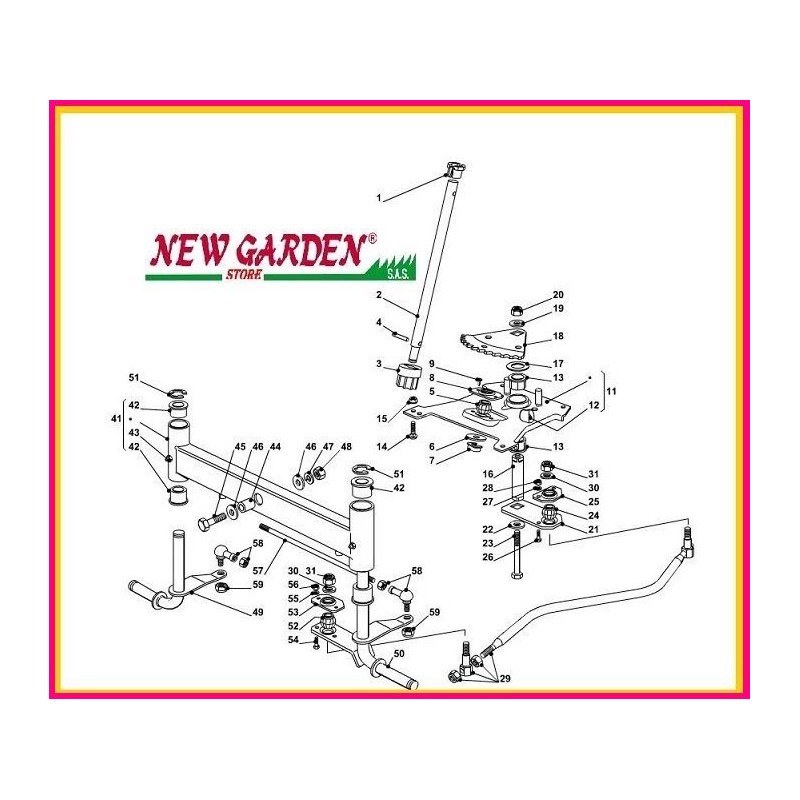 Esploso sterzo trattorino 92cm TP 15 5/92 H CASTELGARDEN GGP STIGA MOUNTFIELD