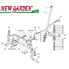 Vue éclatée de la direction tracteur de pelouse 102cm XT170 CASTELGARDEN pièces détachées 2002-13