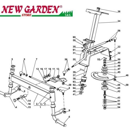 Esploso sterzo trattorino rasaerba 98cm XD160HD CASTELGARDEN 2002-2013 ricambi | NewgardenParts.com