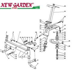Vue éclatée direction tracteur de pelouse 98cm XL140 CASTELGARDEN pièces détachées 2002-13