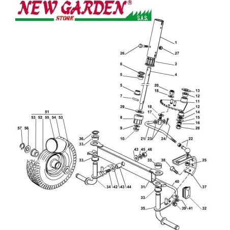 Esploso sterzo trattorino rasaerba EL63 PE60VD CASTELGARDEN ricambi 2002-13 | NewgardenParts.com