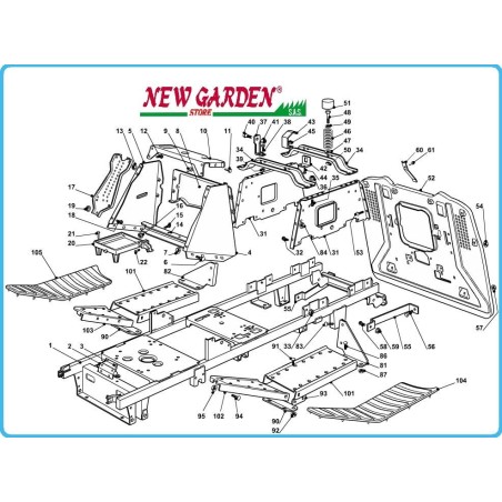 Esploso telaio trattorino 92cm PLUS 13 5/92 H CASTELGARDEN GGP STIGA MOUNTFIELD | NewgardenParts.com