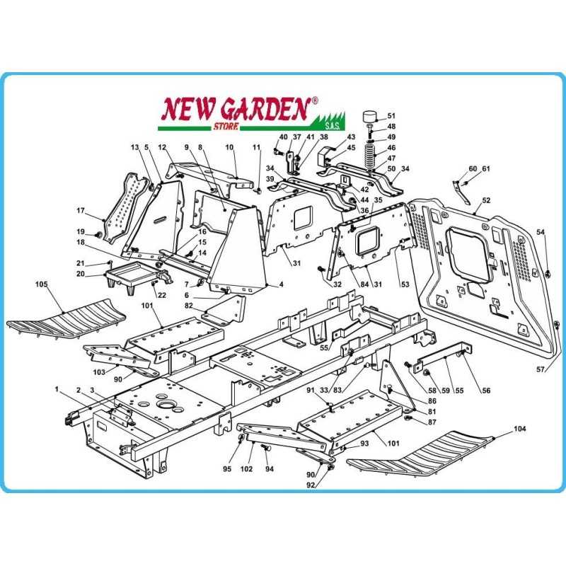 Exploded view lawn tractor frame 92cm TC 14 5/92 CASTELGARDEN GGP STIGA MOUNTFIELD