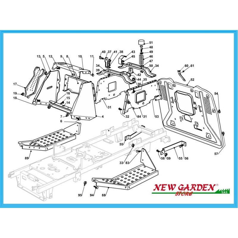 Explosionszeichnung Traktorrahmen 92cm TC 14 5/92 HG CASTELGARDEN GGP STIGA MOUNTFIELD