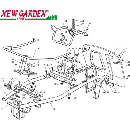 Esploso telaio trattorino rasaerba EL63 XE70 CASTELGARDEN ricambi 2002-13 | NewgardenParts.com