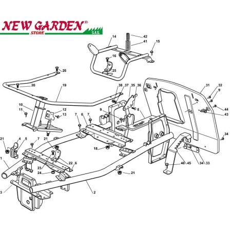 Esploso telaio trattorino rasaerba EL63 XE75 CASTELGARDEN ricambi 2002-13 | NewgardenParts.com