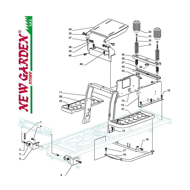 Esploso telaio trattorino SD108 L185BH scarico laterale CASTELGARDEN 2002-13