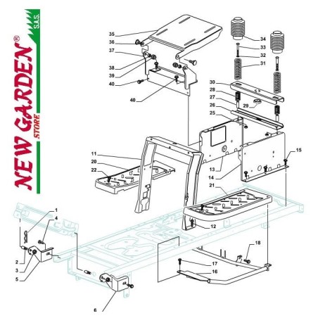 Esploso telaio trattorino SD108 L185BH scarico laterale CASTELGARDEN 2002-13 | NewgardenParts.com