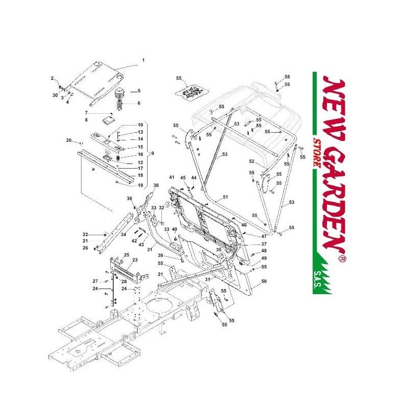 Exploded view frame 66cm XE966HDB B&S950 F966H lawn tractor CASTELGARDEN spare parts