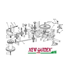 Vue éclatée transmission 102cm XT140 tracteur CASTELGARDEN 2002 -13 pièces détachées