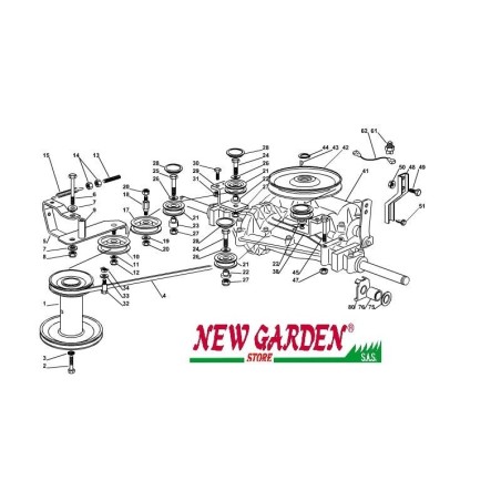 Esploso trasmissione 102cm XT140 trattorino CASTELGARDEN 2002 -13 ricambi | NewgardenParts.com