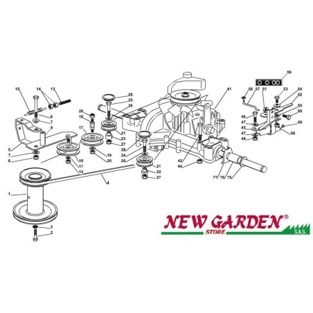 Esploso trasmissione 102cm XT140HD trattorino CASTELGARDEN 2002 - 2013 | NewgardenParts.com