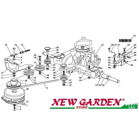 Esploso trasmissione 102cm PTC220HD Trattorino rasaerba CASTELGARDEN ricambi | NewgardenParts.com