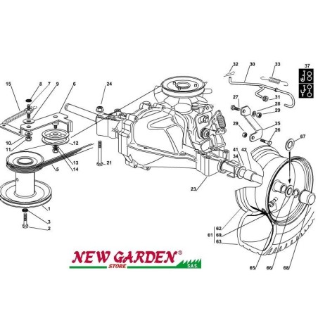 Esploso trasmissione 72 cm XF140HD trattorino rasaerba CASTELGARDEN 2002-13 | NewgardenParts.com