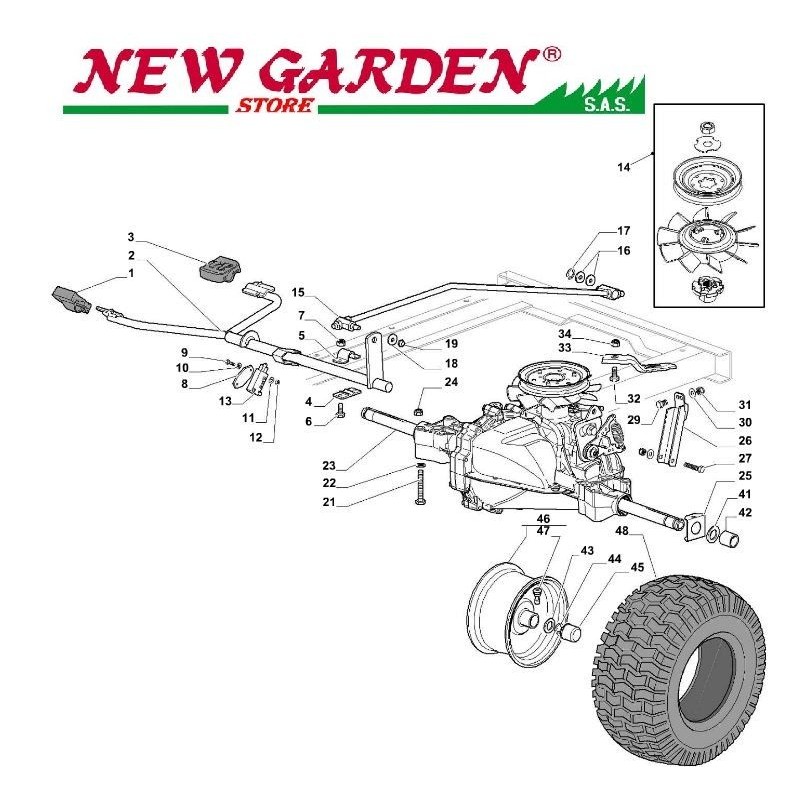 Esploso trasmissione trattorino SD108 L185BH  CASTELGARDEN 2002-13 ricambi