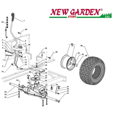 Esploso trasmissione trattorino SD108 XDL170 CASTELGARDEN 2002-2013 ricambi | NewgardenParts.com