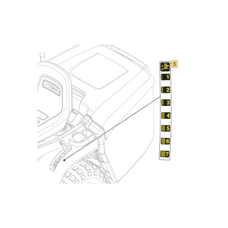 Etichetta sollevamento piatto ORIGINALE STIGA trattorino tagliaerba 1330m - 1538h 114363701/0