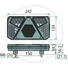 Fanale posteriore a LED destro con retromarcia 12/24 Volt | NewgardenParts.com