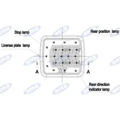 Fanale posteriore destro led 106,5x98,8x35mm trattore macchina operatrice 12-24V