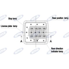 Feu arrière droit à led 106,5x98,8x35mm tracteur machine d'exploitation 12-24V | NewgardenParts.com