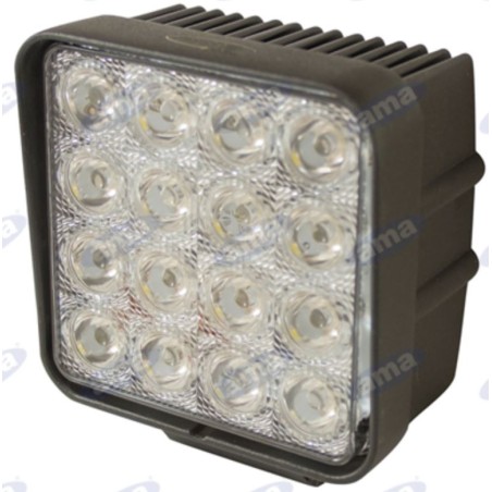 Faro lavoro 16 LED 110x110mm 10-30V 48W 3200LM cablato 40-60cm macchina agricola | NewgardenParts.com