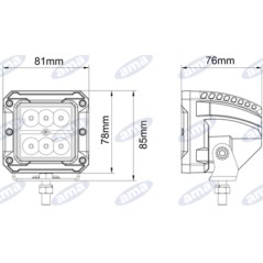 Faro lavoro 85x81mm LED 10-30V 18W 1620LM cavo uscita 50cm macchina agricola | NewgardenParts.com