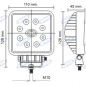 Faro lavoro 9 LED 110x128mm 10-30V 27W 1700LM cablaggio 40cm macchina agricola