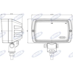 Faro lavoro alogeno 168x100mm trattore macchina agricola staffa orientabile  ABS