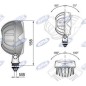 Faro lavoro LED 104x120mm 12-24V 18W 1500LM connettore 2 poli macchina agricola