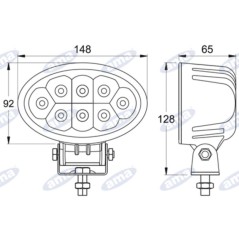 Faro de trabajo LED 12-28V 24W 1800LM 148x92mm 8 LED tractor máquina agrícola | NewgardenParts.com