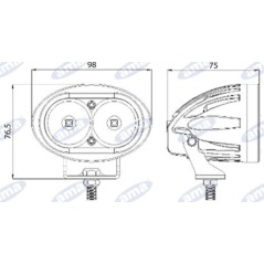 LED-Arbeitsscheinwerfer 76,5x98mm 10-60V 10W 1000LM Kabelausgang 32cm Landwirtschaftsmaschine | NewgardenParts.com